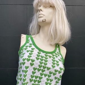 Vintage Green Hearts Tank Top XS/S